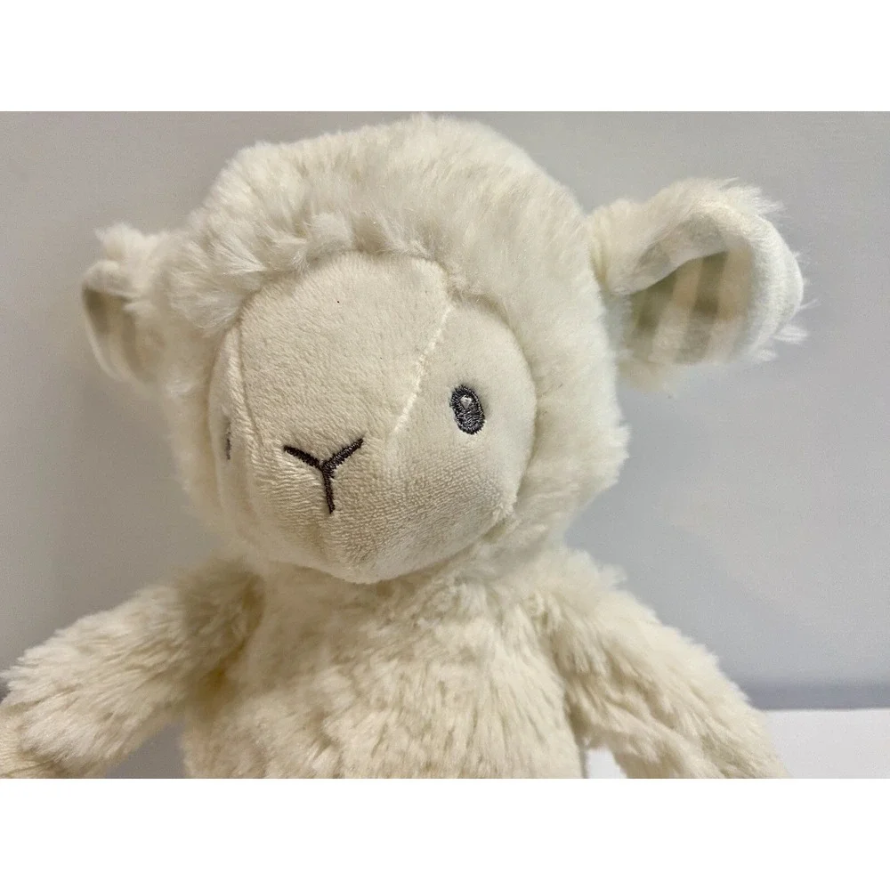 Carters White Lamb Plush Stuffed Animal Gray Stripe Legs‎ Ears Rattle 67378 2018